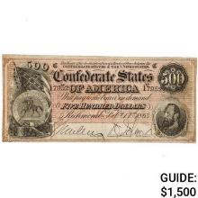 T-64 1864 $500 FIVE HUNDRED DOLLARS CSA CONFEDERATE STATES OF AMERICA CURRENCY NOTE VERY FINE+