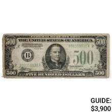 FR. 2202-B 1934-A $500 FIVE HUNDRED DOLLARS FRN FEDERAL RESERVE NOTE NEW YORK, NY