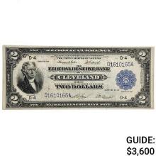 FR. 758 1918 $2 TWO DOLLARS BATTLESHIP FRBN FEDERAL RESERVE BANK NOTE CLEVELAND, OH ABOUT UNCIRCULAT