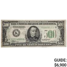 FR. 2201-K 1934 $500 FIVE HUNDRED DOLLARS FRN FEDERAL RESERVE NOTE DALLAS, TX ABOUT UNCIRCULATED