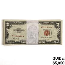 PACK OF (100) 1953 $2 TWO DOLLARS LEGAL TENDER UNITED STATES NOTES GEM UNCIRCULATED