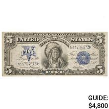 FR. 281 1899 $5 FIVE DOLLARS CHIEF SILVER CERTIFICATE CURRENCY NOTE EXTREMELY FINE