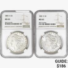 [2] 1881-S Morgan Silver Dollar NGC MS63