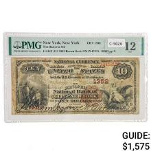 1882 $10 BB THE HANOVER NATIONAL BANK OF THE CITY OF NEW YORK, NY NATIONAL CURRENCY CH. #1352 PMG FI