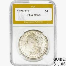 1878 7TF Morgan Silver Dollar PGA MS64 REV 79