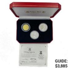 2002 UK Gold (1/2oz AGW) & Silver 9/11 Set (3 Coins)