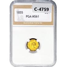 1855 Rare Gold Dollar PGA MS61