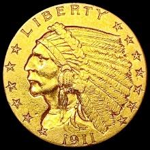 1911 $2.50 Gold Quarter Eagle CLOSELY UNCIRCULATED