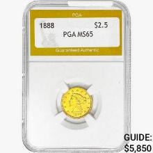 1888 $2.50 Gold Quarter Eagle PGA MS65