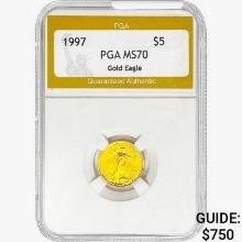 1997 1/10oz $5 AGE PGA MS70