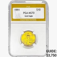 1991 1/4oz $10 AGE PGA MS70