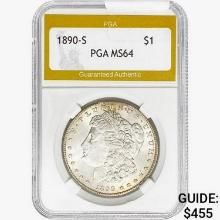 1890-S Morgan Silver Dollar PGA MS64