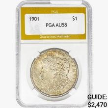 1901 Morgan Silver Dollar PGA AU58