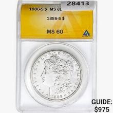 1886-S Morgan Silver Dollar ANACS MS60