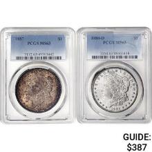 [2] 1884-O&1887 Morgan Silver Dollar PCGS MS63