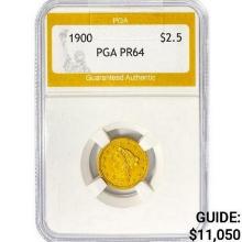 1900 $2.50 Gold Quarter Eagle PGA PR64