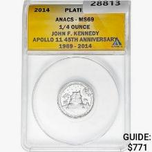 2014 1/4oz. Platinum JFK Apollo 11 Medal ANACS MS69