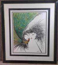 Framed And Matted LE Serigraph On Silk Paper "Royal Kiss" By Hisahi Otsuka