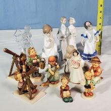 Tray Lot of Lladro, Hummel, Lenox and Waterford Figurines