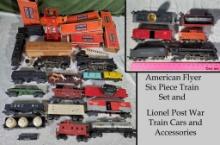 American Flyer and Lionel Post War Model Railroad Engines, Cars & Accessories with Some As is Boxes
