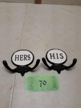 Cast Iron His and Hers Hooks