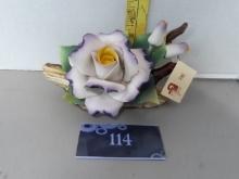Vintage Purple Triple Rose Porcelain Flower