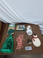 Snowman and Tree Plates, Candy Cane Decor, etc