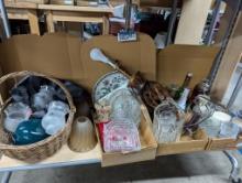 Large Lot, Lamp, Glassware, Basket, etc