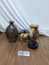 Pottery Lot, Greek Style Pot, Dark Brown, Multicolor