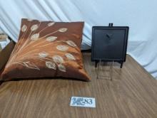 Large Pillow, Two Plate Holders, plastic frame (?)