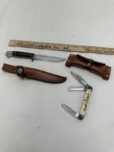 (2) Knives with Sheaths (Schrade, Western)