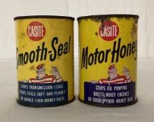 Two Graphic Casite Motor Honey and Smooth Seal Cans