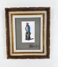 Fred Fellows Montana Cowboy Gouache Painting