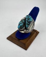 Navajo Nickel Silver Turquoise Ring