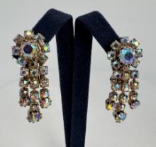 Aurora Borealis Rhinestone Costume Earrings