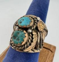 Navajo Sterling Turquoise Gold Filled Ring