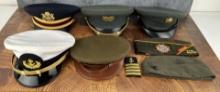 Collection of US Army Navy Marine Corps Hats