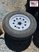 2 Trailer 5 Lug Wheels with Hi-Run 205/75R15 Tires