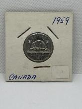 1959 Canadian 5 Cent Coin