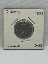 1932 Canadian 5 Cent Coin