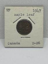 1947 Canadian 1 Cent Coin