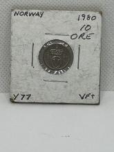 1980 Norway 10 Ore Coin