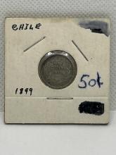 1899 Chile Diez Centavos Coin