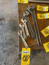 LOT OF ADJUSTABLE WRENCHES, assorted