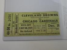 CLEVELAND BROWNS VS CHICAGO CARDINALS DECEMBER 16TH 1956 TICKET STUB