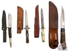 Lot Four Fixed Blade Knives with Sheaths Includes Corsan Denton Burdekin