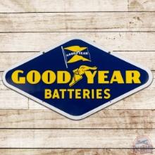 1953 Goodyear Batteries DS Porcelain Sign w/ Flag & Wingfoot Logos