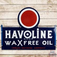 Havoline Wax Free Oil Indian Refining Company 46" Die Cut DS Porcelain Sign