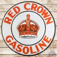 Red Crown Gasoline 42" SS Porcelain Sign w/ Logo