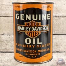 Harley Davidson Genuine Motor Oil Metal 1 Quart Can Full w/ Logo